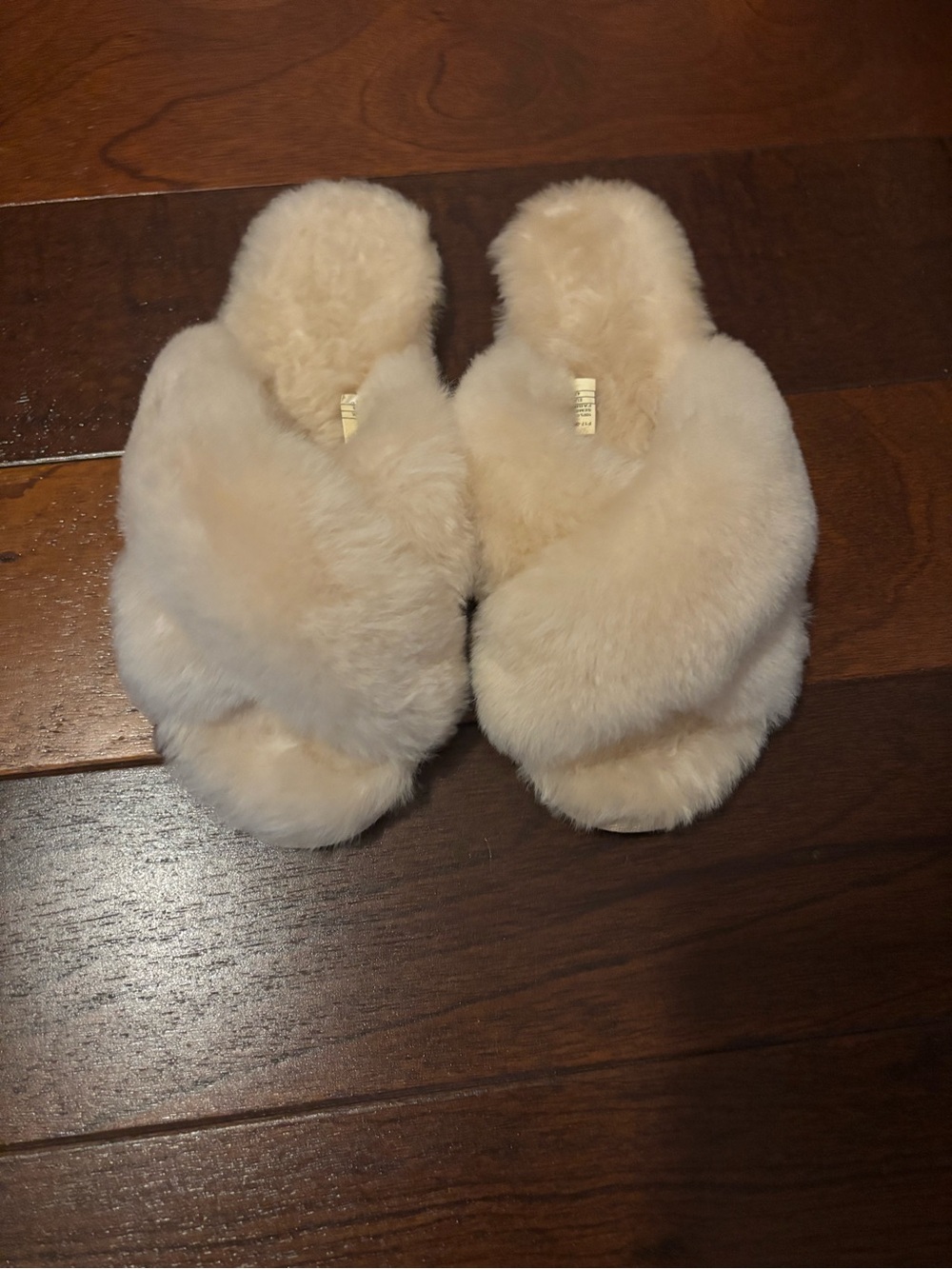 Emu Plush Crossband Slide Slippers - Cream